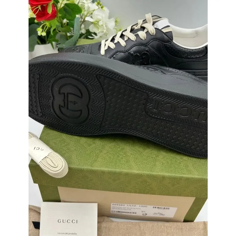 Men's Gucci GG embossed Leather sneakers size 9.5 fits 10 US made in Italy - Picture 7 of 12